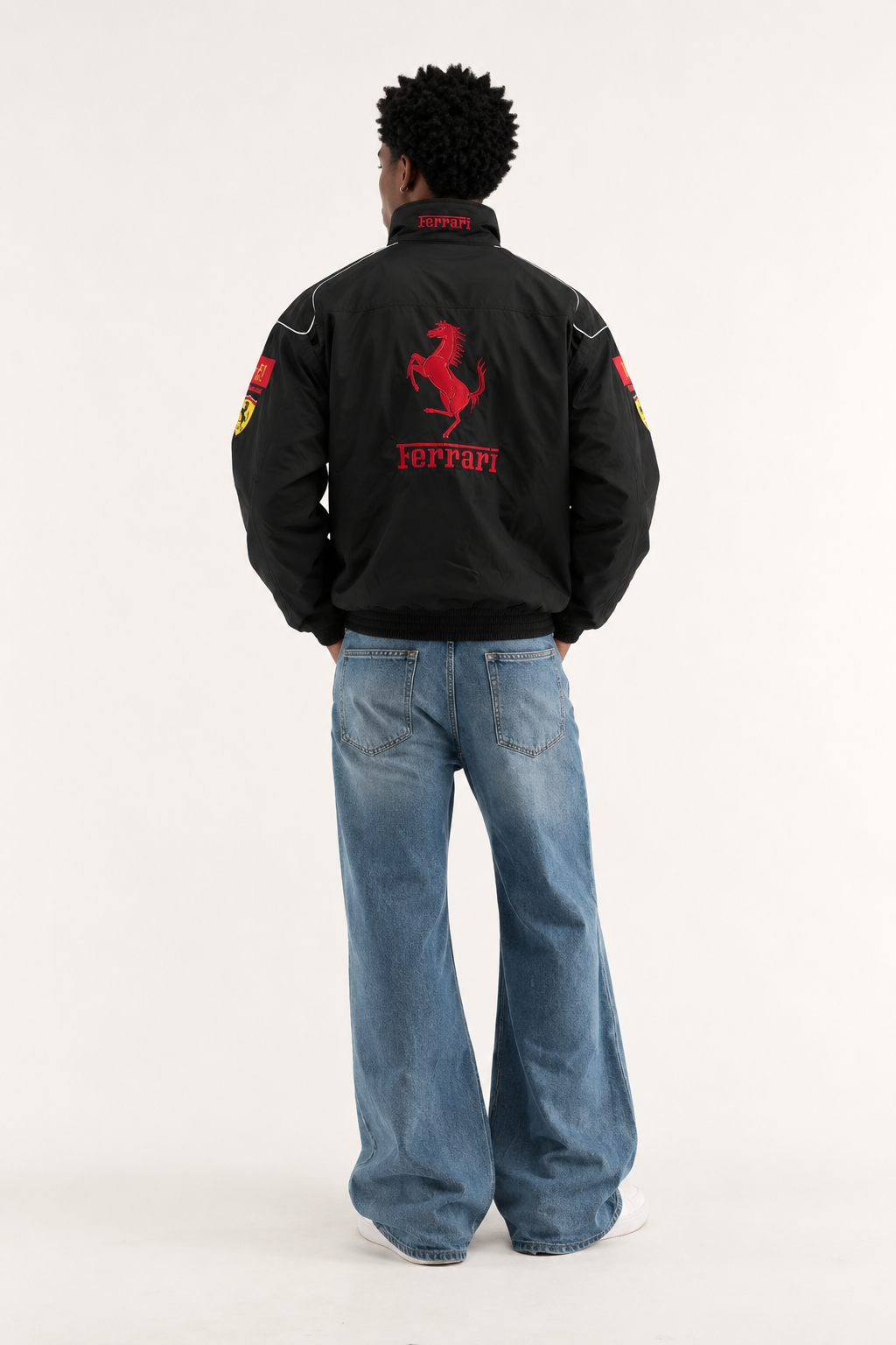 F1 Vintage Racing Jacket – Black Ferrari
