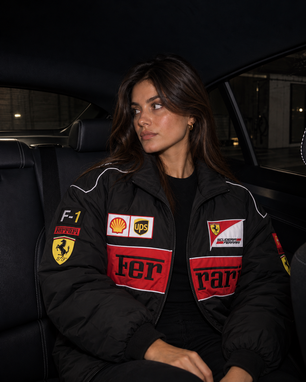 F1 Vintage Racing Jacket – Black Ferrari