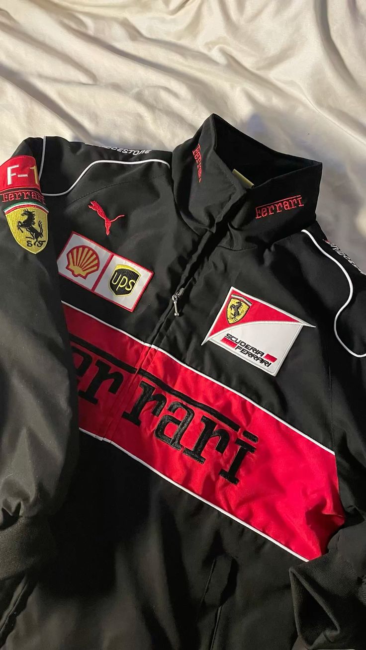 F1 Vintage Racing Jacket – Black Ferrari