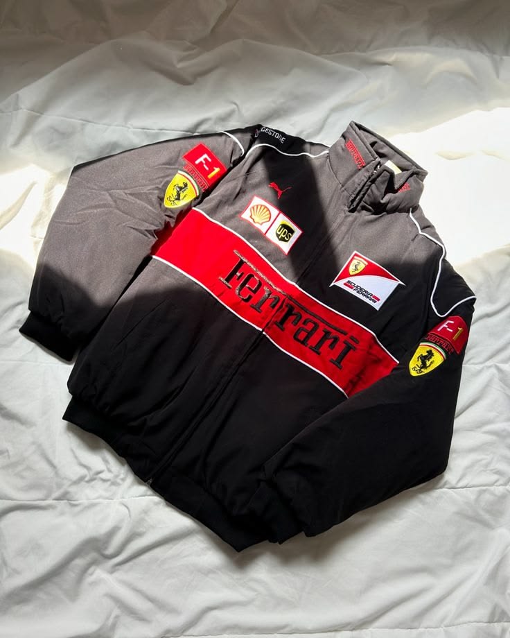 F1 Vintage Racing Jacket – Black Ferrari
