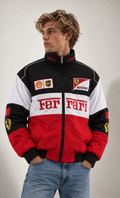 F1 Vintage Racing Jacket - Black and White Ferrari