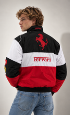 F1 Vintage Racing Jacket - Black and White Ferrari
