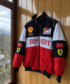 F1 Vintage Racing Jacket - Black and White Ferrari