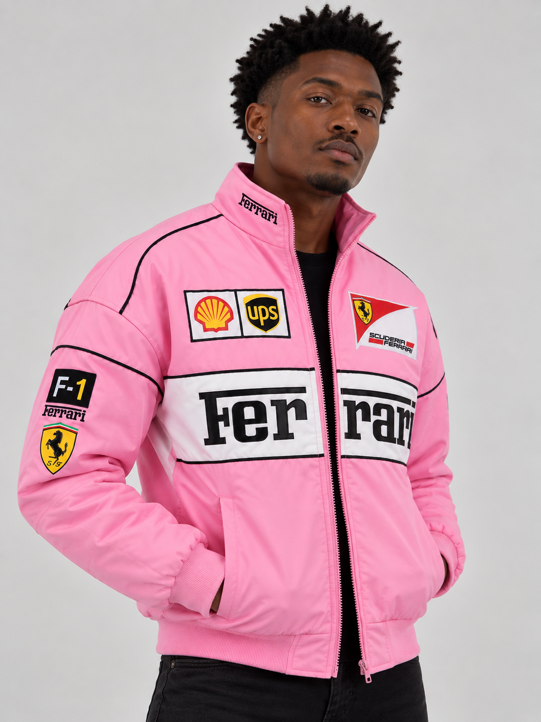 F1 Vintage Racing Jacket - Pink Ferrari