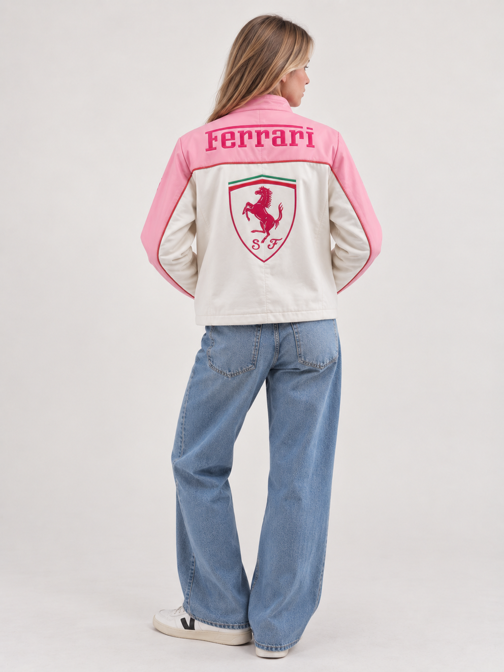 F1 Leather Jacket Ferrari Pink