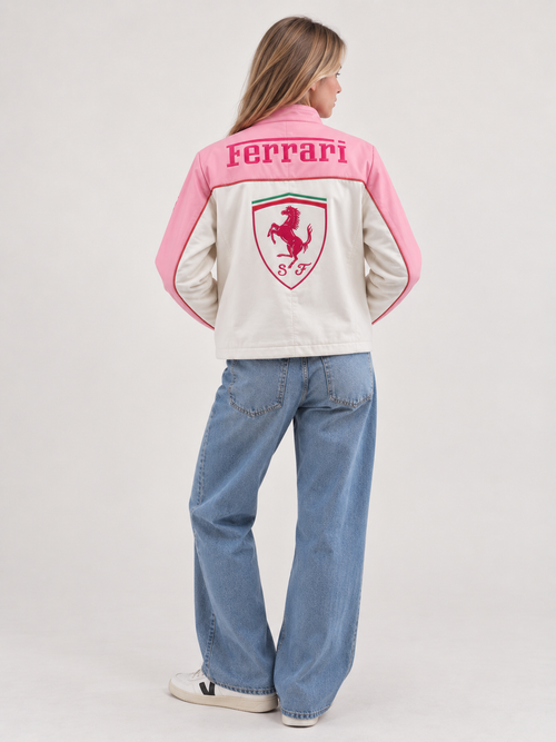 F1 Leather Jacket Ferrari Pink