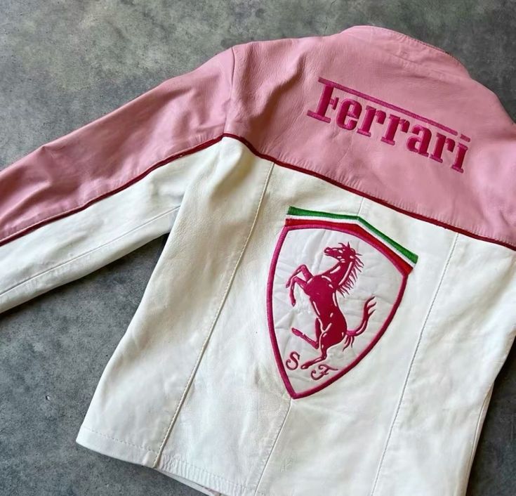 F1 Leather Jacket Ferrari Pink
