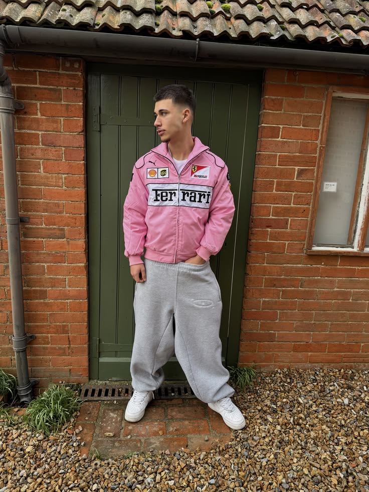 F1 Vintage Racing Jacket - Pink Ferrari